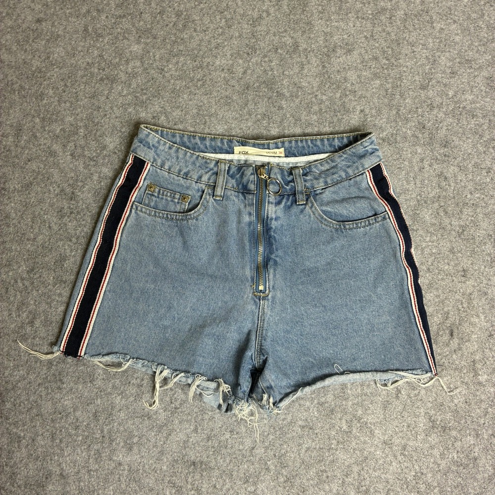 Vintage Y2K Fox Denim Women's W25xL3 Light Wash Raw Hem Rise Jean Shorts Cropped